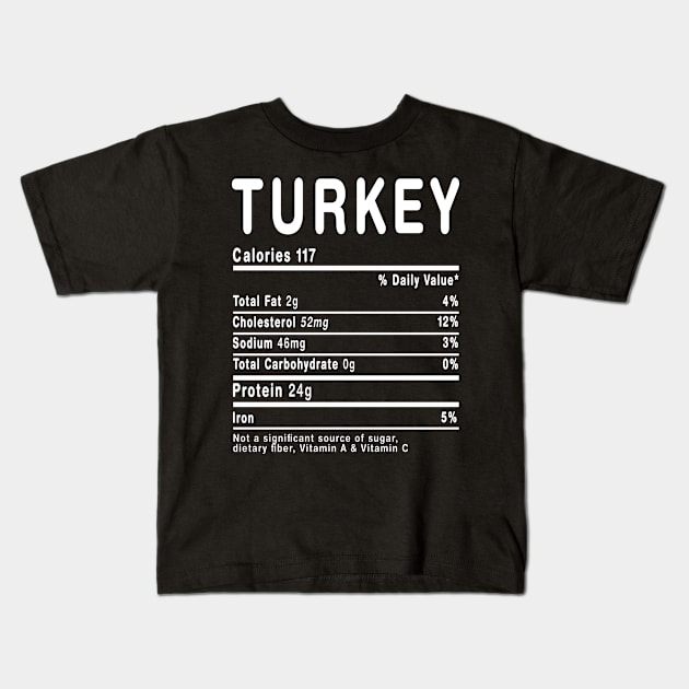 Funny Turkey Nutrition Thanksgiving Costume Kids T-Shirt by PaulAksenov